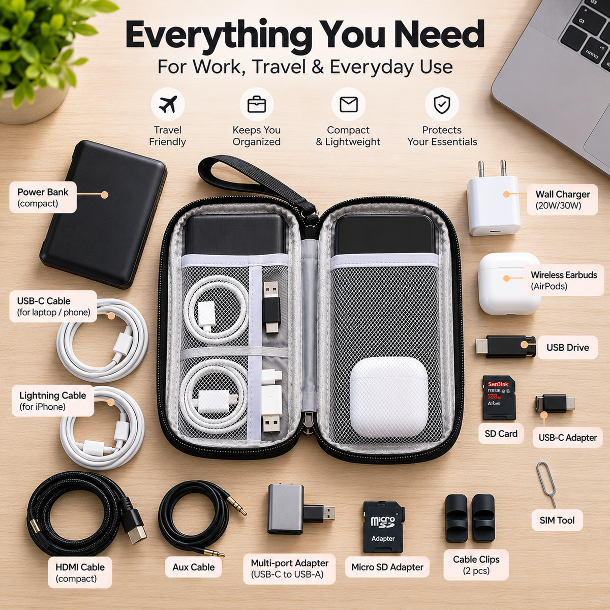 Velora TechVault Travel Organizer